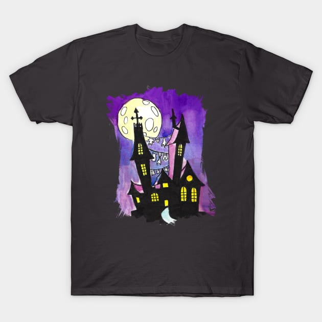 Haunted Castle watercolor T-Shirt by Rackham